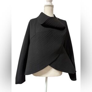 Asymmetric Black Cowl Neck Sweater Jacket